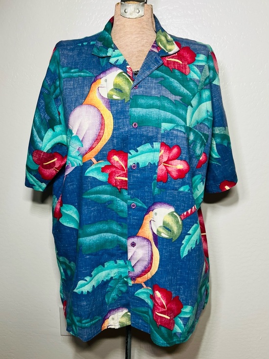 UNIONBAY Other - Vintage Union Bay Men’s Medium Tropical Parrot Hawaiian Shirt 100% Cotton